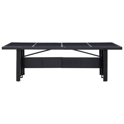 vidaXL Patio Table Black 94.5"x35.4"x29.1" Poly Rattan and Glass