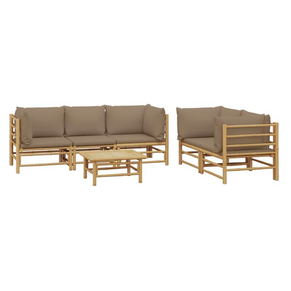 vidaXL Garden Lounge Set Taupe Bamboo 6-piece set Modular