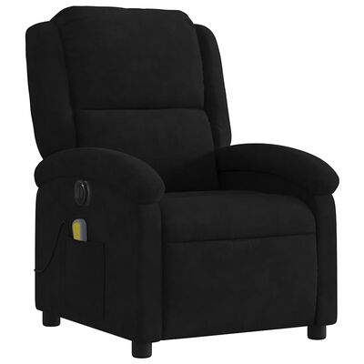 Back view of a black recliner chair showing its rear design and legs