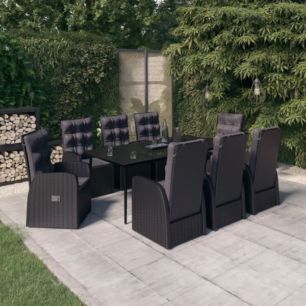 vidaXL Garden Dining Set Black