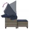 vidaXL Garden Sofa Grey, Navy Blue PE Rattan, Powder-Coated Steel, Polyester