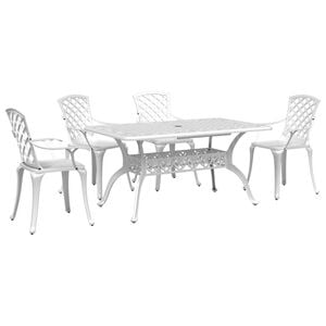 vidaXL Garden Dining Set White Cast Aluminum 5 Piece Durable