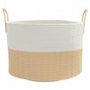 vidaXL Storage Basket Beige and White Woven cotton rope &Oslash;20.1x13.0 in