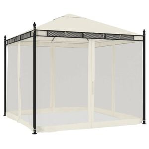 vidaXL Gazebo with Mesh Walls Cream 9.6'x9.6' Steel