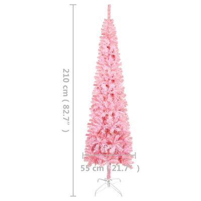vidaXL Slim Pre-lit Christmas Tree Pink 82.7"