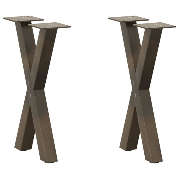 vidaXL Coffee Table Legs X-Shaped 2 pcs Natural Steel 11.0x(16.5-16.9)" Steel