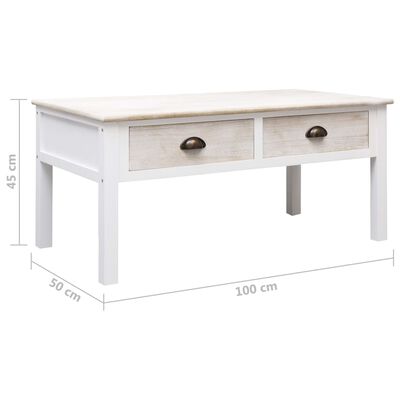vidaXL Coffee Table White and Natural 39.4"x19.7"x17.7" Wood
