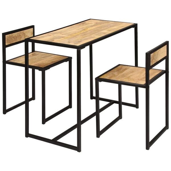 vidaXL Dining Set Natural wood and black
