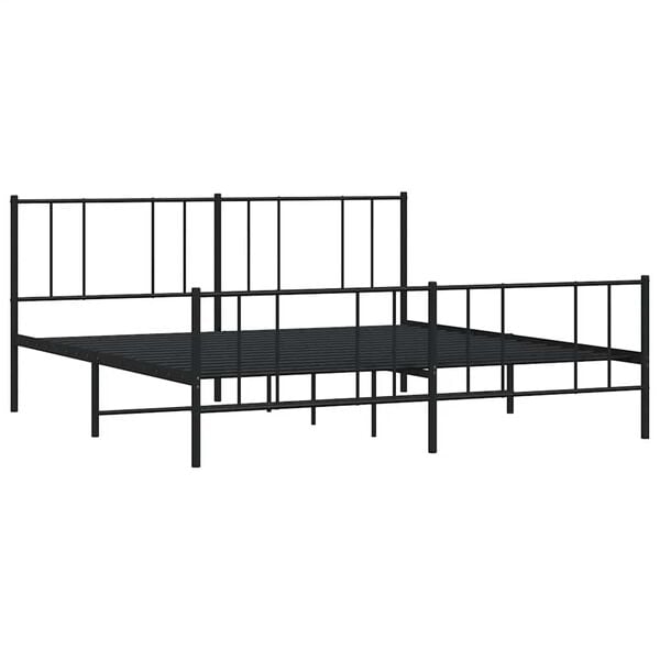 vidaXL Bed Frame Black Powder-Coated Steel 76 x 80 in Bed Frame