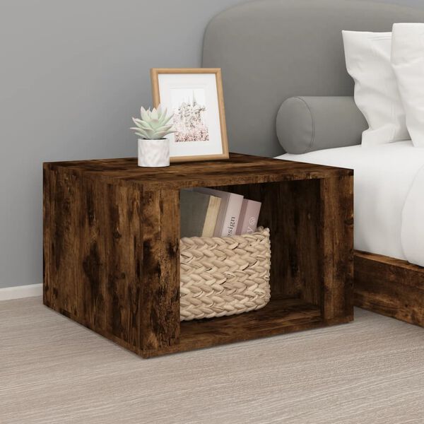 vidaXL Bedside Table Smoked Oak Engineered wood Medium Bedside Table
