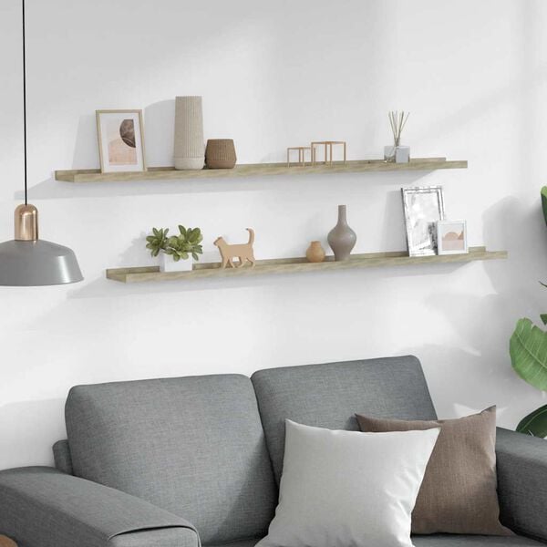 vidaXL Wall Shelf Set of 2 Sonoma Oak MDF Medium Wall Mounting