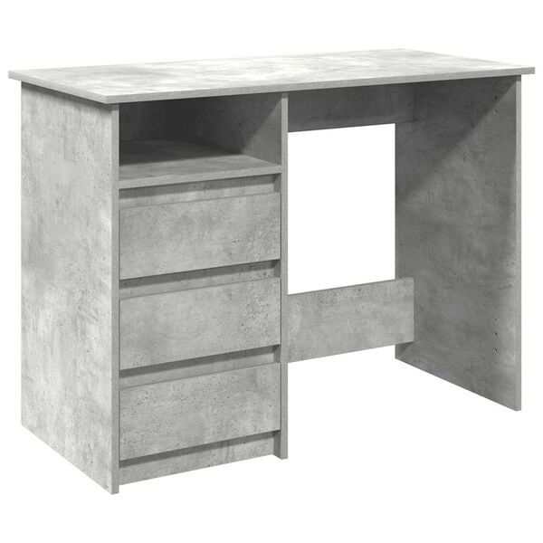 vidaXL Desk Concrete Gray Engineered Wood Medium Desk Rectangular