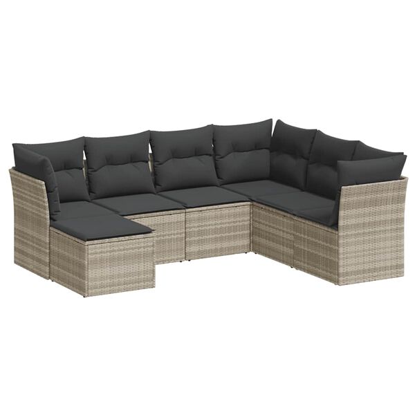 vidaXL Garden Sofa Set Light Grey PE Rattan Medium Modular