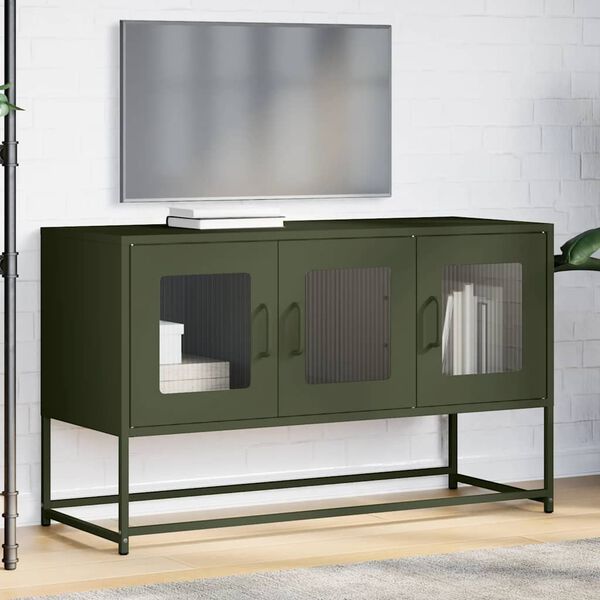 vidaXL TV Cabinet Olive Green Cold-rolled Steel Small TV Cabinet