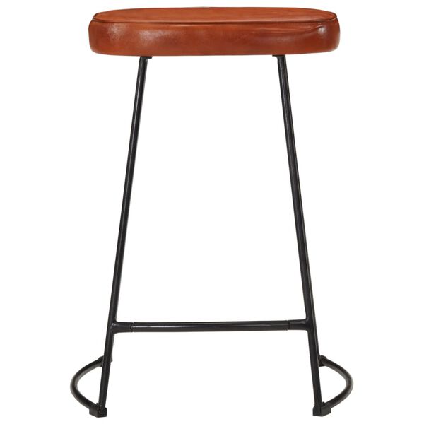 vidaXL Bar Stool Set of 2 Dark Brown Faux Leather Standard Industrial