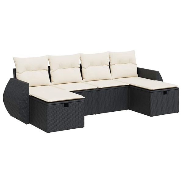 vidaXL Garden Sofa Set Black PE rattan, powder-coated steel, polyester