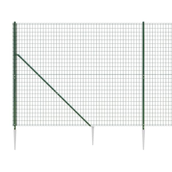 vidaXL Wire Mesh Fence with Spike Anchors Green 6.6x32.8'