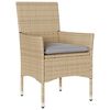 vidaXL 3 Piece Bistro Set with Cushions Beige Poly Rattan and Glass