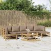 vidaXL Garden Lounge Set Taupe, Natural Bamboo, Polyester Large Modular