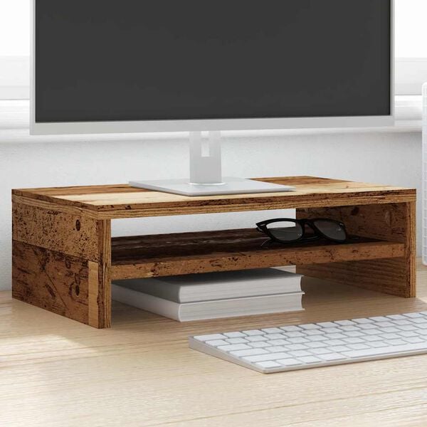 vidaXL Monitor Stand Old wood Engineered wood Standard Sleek