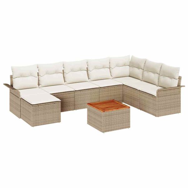 vidaXL Garden Sofa Set 9 pcs Beige Poly rattan