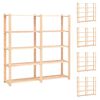 vidaXL 5-Tier Storage Racks 5 pcs 66.9"x15"x66.9" Solid Pinewood 1102.3 lb