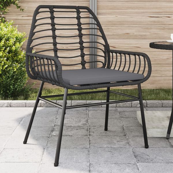 vidaXL Garden Chair Black PE Rattan Standard size for adults
