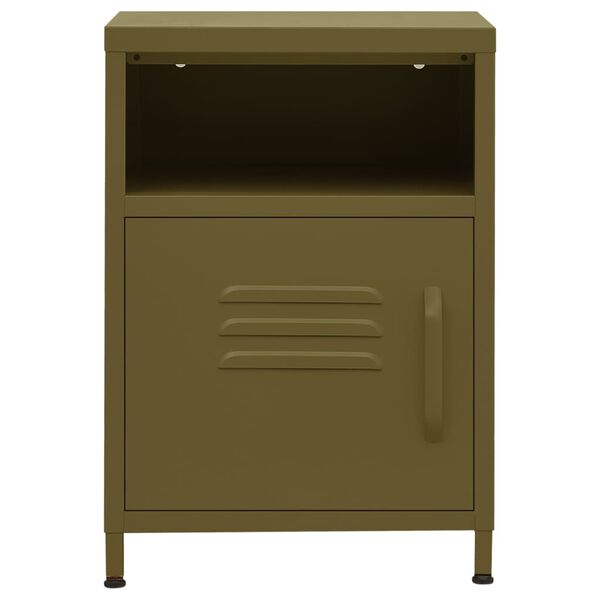 vidaXL Nightstand Set of 2 Olive Green Steel Small Levelers