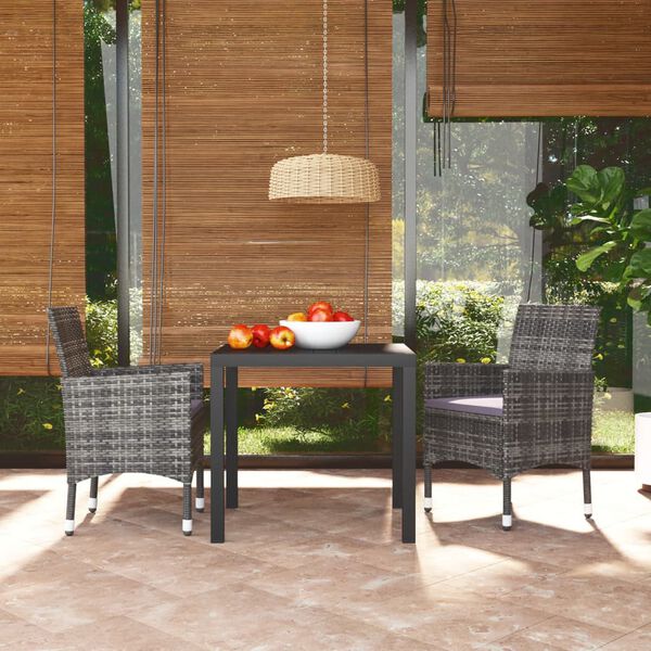 vidaXL Dining Set Grey Poly Rattan Medium Light Weight Dining Set