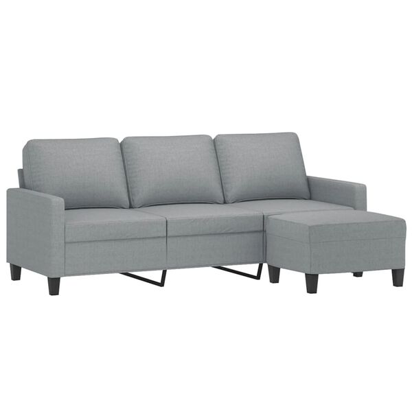 vidaXL 3-seater Sofa With Footstool Light Grey