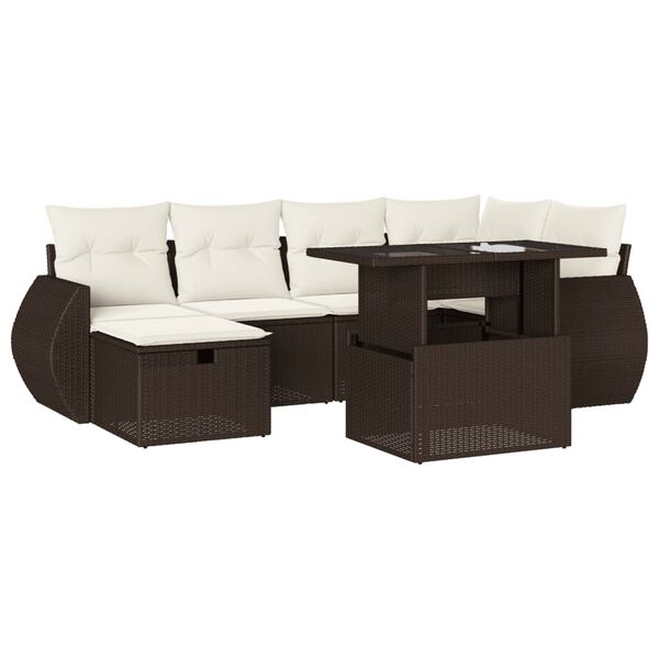 vidaXL Garden Sofa Set Brown, Cream white