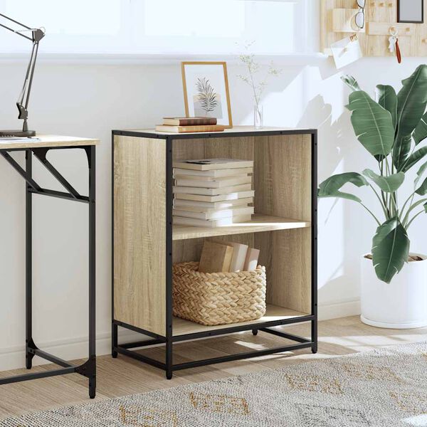 vidaXL Book Cabinet Sonoma oak Engineered wood and metal Medium