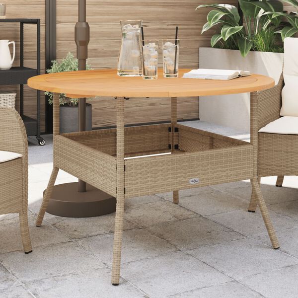 vidaXL Garden Table Beige Poly Rattan Ø43.3 x 28.0 in Durable