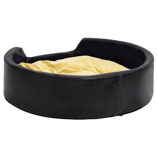 vidaXL Dog Bed Black Faux Leather 39In x 35In Dog Bed Round