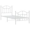 vidaXL Bed Frame White Steel Single Bed Frame Rectangular