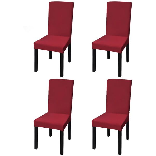 vidaXL Chair Cover Set of 4 Bordeaux 90% Polyester, 10% Spandex