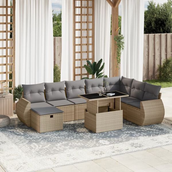 vidaXL Garden Sofa Set Beige, Light gray