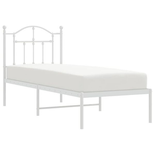 vidaXL Bed Frame White Steel Small Single Bed Frame Rectangular