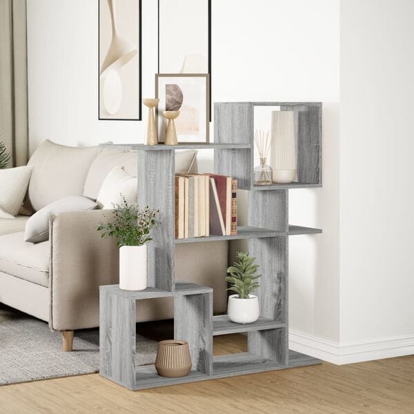 vidaXL Room Divider Bookcase Grey sonoma Engineered wood 44.1 in height