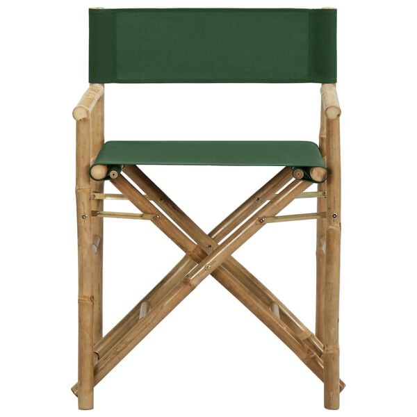 vidaXL Directors Chair Set of 2 Green Bamboo, fabric (100% polyester)