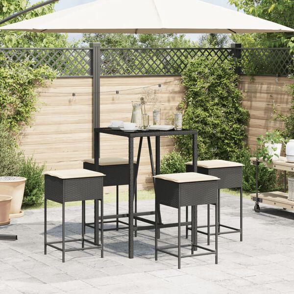vidaXL Garden Bar Set Black, Cream White
