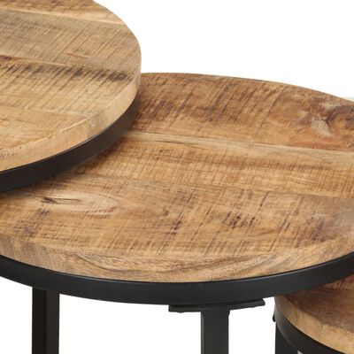 vidaXL Side Tables 3 pcs Rough Mango Wood