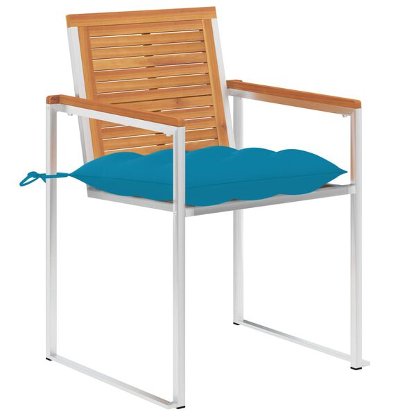vidaXL Patio Chairs with Cushions 2 pcs Solid Acacia Wood and Steel
