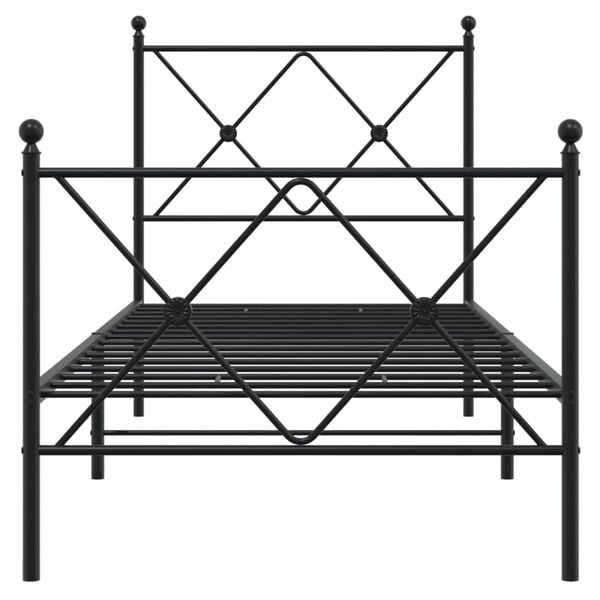 vidaXL Bed Frame Black Steel Single Bed Frame Rectangular Minimalist