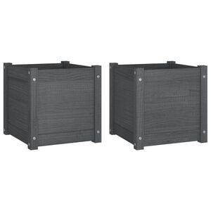 vidaXL Planter Set of 2 Gray Solid Pinewood Medium Durable Planter