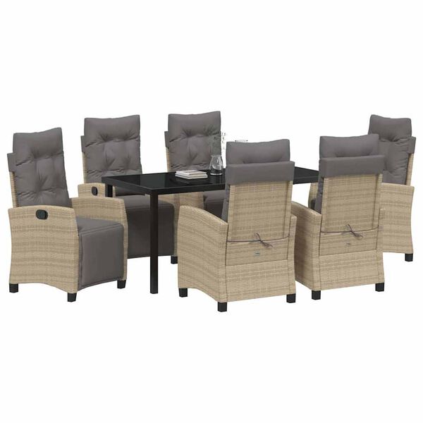 vidaXL Garden Dining Set 7 pcs Beige poly rattan