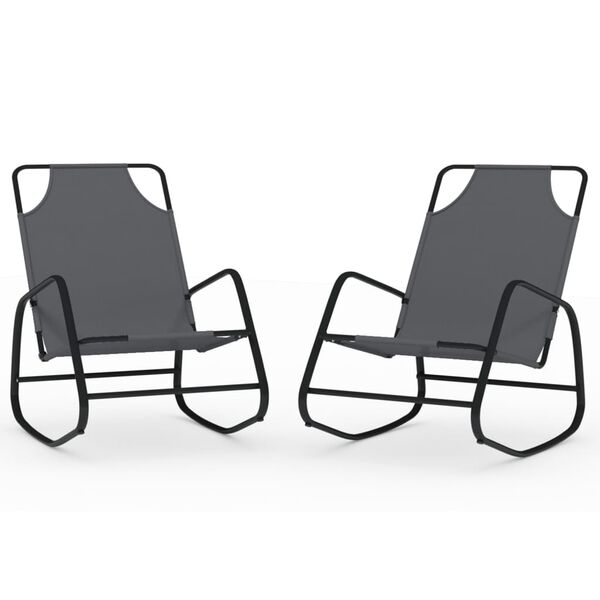vidaXL Sun Lounger Set of 2 Grey Powder-coated steel, textilene Standard