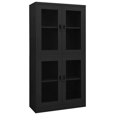 vidaXL Office Cabinet Anthracite 35.4"x15.7"x70.9" Steel and Tempered Glass