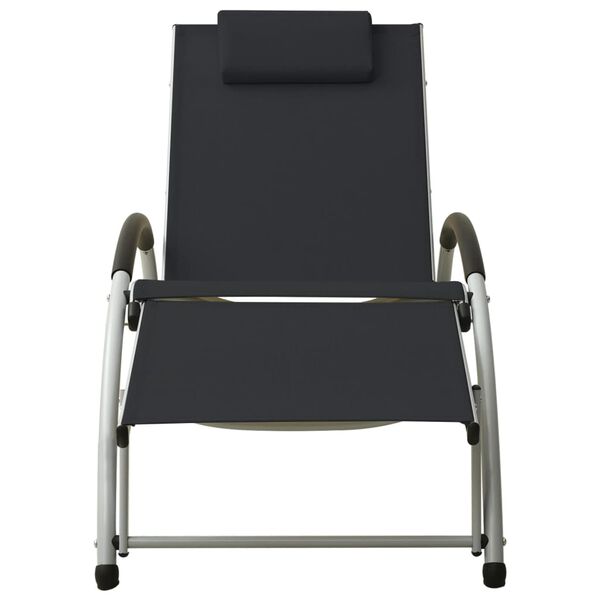 vidaXL Sun Lounger Black and Silver Textilene and Aluminum Adult Size
