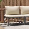 vidaXL Garden Middle Sofa Anthracite, Beige PE Rattan Modular